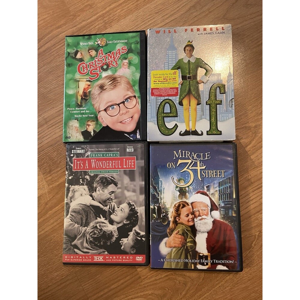 Christmas Movie DVD Lot 4 Classic Films Elf A Christmas Story Wonderful Life